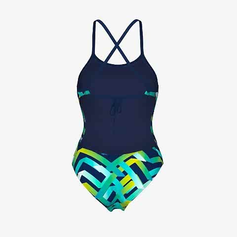 W Arena Texture Swimsuit Tie Back Multi Navy