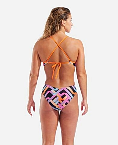 W Arena Texture Swimsuit Tie Back MULTI BLACK-ORAN