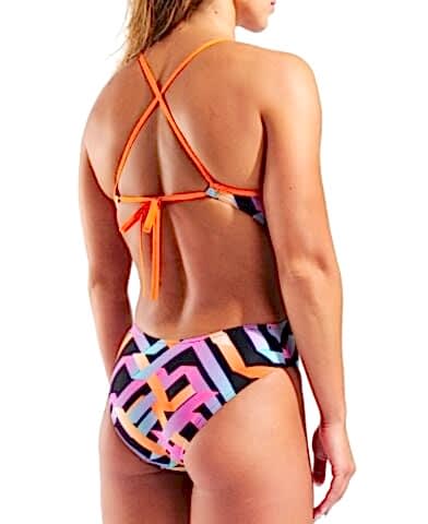 W Arena Texture Swimsuit Tie Back MULTI BLACK-ORAN