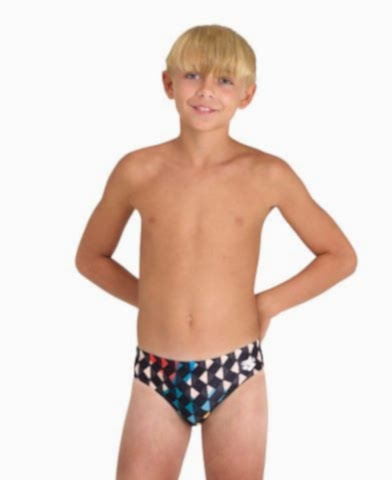 BOY'S ARENA CARNIVAL SWIM BRIEFS ERKEK ÇOCUK MAYOSU / BLACK-MULTI