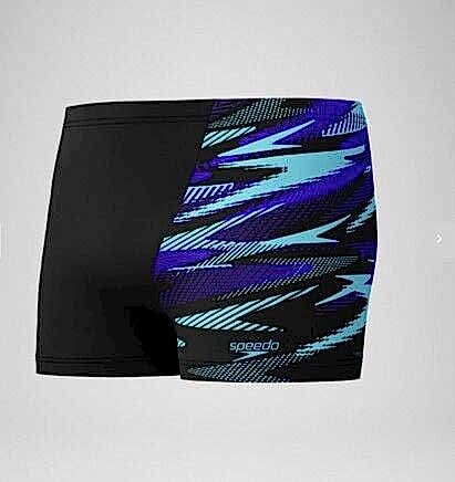 SPEEDO MEN'S HYPERBOOM V-CUT AQUASHORT BLACK-BLUE