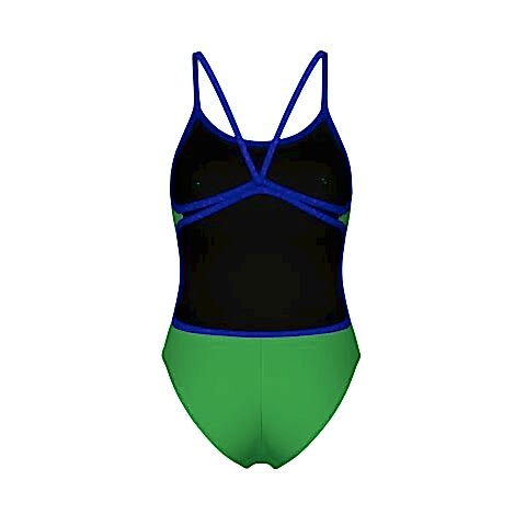 WOMENS SWIMSUIT LACE BACK SOLID/TEAM GREEN NEON BLUE