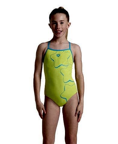 GIRLS ARENA STAR GRAPHIC LIGHTDROP BACK/SOFT GREEN-TURQUOISE LIZ ÇOCUK MAYOSU