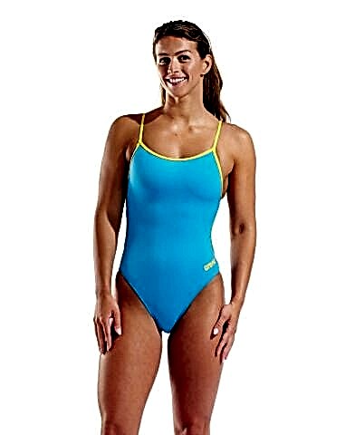 Arena Womens Swimsuit Lace Back Solid turkuaz kadn mayosu