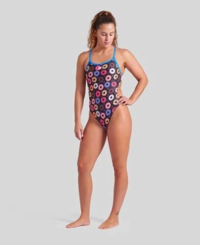 WOMENS ARENA DONUTS CHALLANGE BACK FUNNY PRINTS kadın mayosu