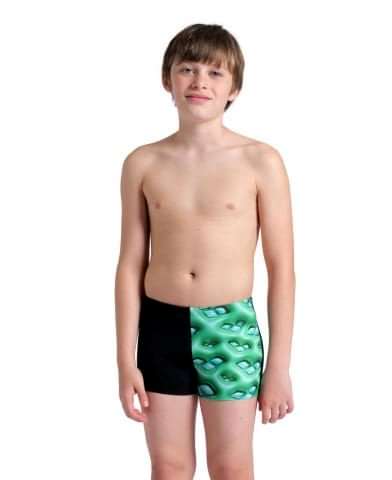 BOYS ARENA LOGO GRAPHIC SWIM SHORT/BLACK-SOFT GREEN MULTI EERKEK ÇOCUK MAYOSU