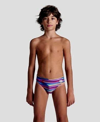 BOYS ARENA RACING STRIPE SWIM BRIEF/ NAVY-NAVY MULTI ERKEK ÇOCUK MAYOSU