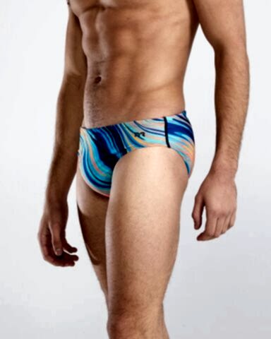 TYR Men's Brief Swimsuit - RIPTIDAL/TEAL ORANGE erkek mayosu