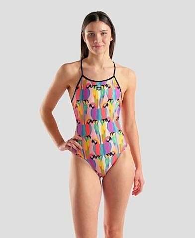 WOMEN'S ARENA TROPICAL DELIGHT SWIMSUIT TIE BACK