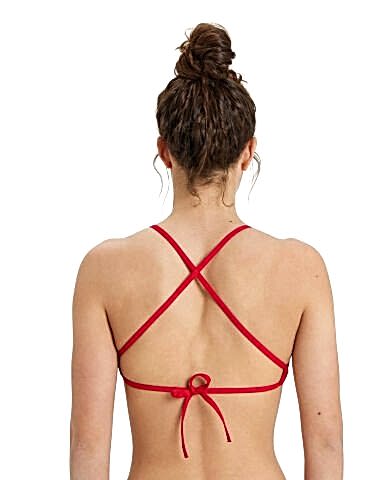 WOMEN'S TEAM SWIM TOP TIE BACK SOLID/RED