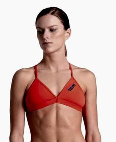 WOMEN'S TEAM SWIM TOP TIE BACK SOLID BİKİNİ ÜSTÜ/ BRIGHT CORAL