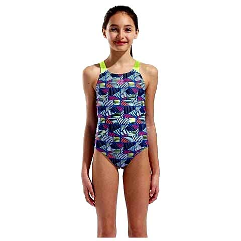 GIRL'S ARENA CANDIES SWIMSUIT SWIM PRO BACK L/NAVY MULTI ARCTIC LIME