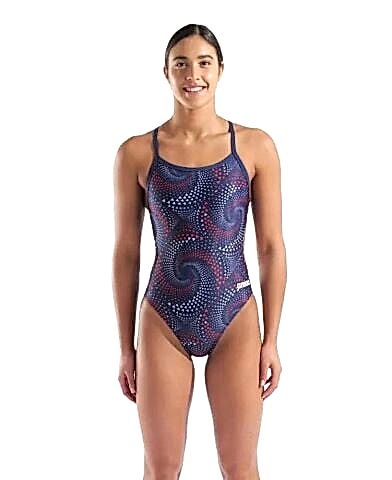 WOMEN'S ARENA FIREFLOW SWIMSUIT CHALLENGE BACK/NAVY TEAM REDWHITEBLUE