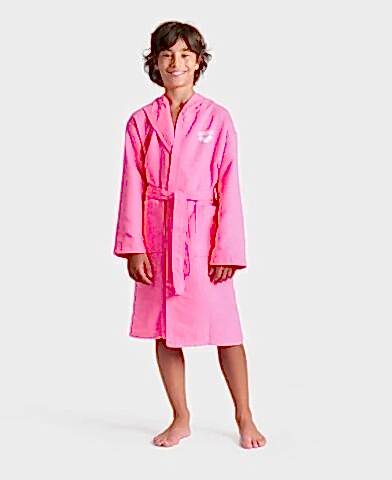ARENA ZEAL JR ROBE/SHOCKING PINK-WHITE ÇOCUK BORNOZU