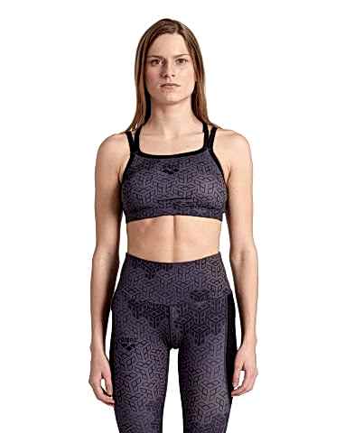 WOMENS BRA TOP ALLOVER PRINT/BLACK MULTI-BLACK FITNESS BÜSTİYERİ