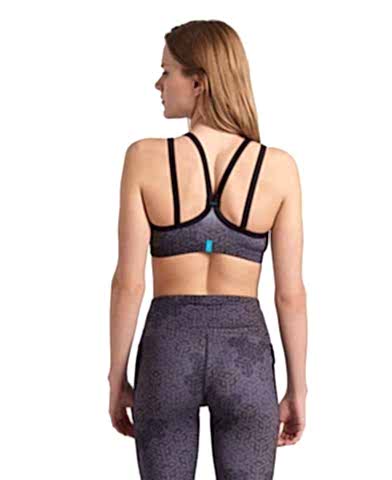 WOMENS BRA TOP ALLOVER PRINT/BLACK MULTI-BLACK FITNESS BÜSTİYERİ