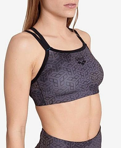 WOMENS BRA TOP ALLOVER PRINT/BLACK MULTI-BLACK FITNESS BÜSTİYERİ