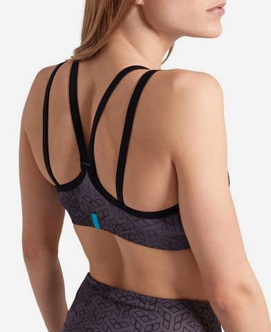 WOMENS BRA TOP ALLOVER PRINT/BLACK MULTI-BLACK FITNESS BÜSTİYERİ